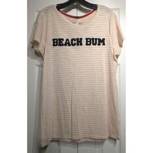 Cupio Blush Shirt Women XL White Stripe BEACH BUM Scoop Neck Tunic Top NWT